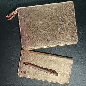 RoseGold zipper closed notebook with LIKE A BOSS pen and foldable wallet